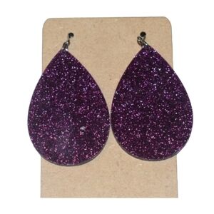 Purple Glitter Acrylic Drop Earrings